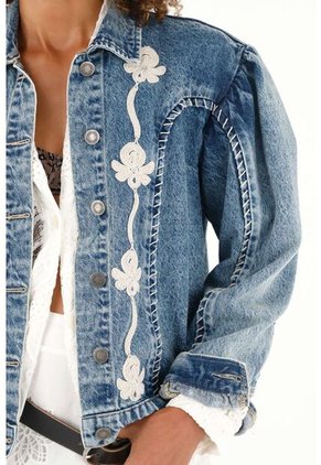 Chaqueta Tipo Trucker Con Bordados Para Mujer