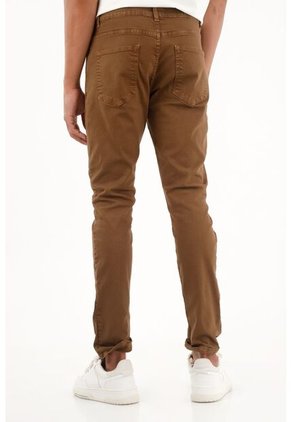 Pantalón Skinny Café Con Teñido Para Hombre