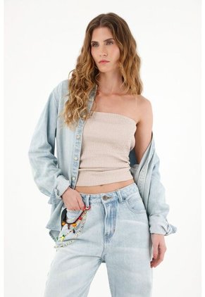 Tennis Camiseta Strapless Café Para Mujer