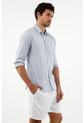 Tennis Camisa Con Diseño A Rayas Azul Para Hombre