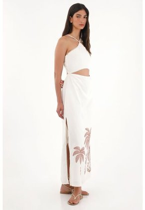 Tennis Vestido Largo Con Abertura Y Estampado En Falda Para Mujer