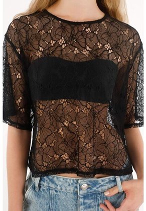 Tennis Camiseta Boxy Fit De Silueta Amplia Negra Para Mujer