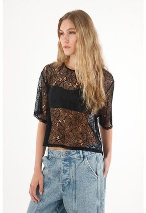 Tennis Camiseta Boxy Fit De Silueta Amplia Negra Para Mujer