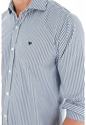 Tennis Camisa Azul Manga Larga Con Diseño A Rayas Para Hombre