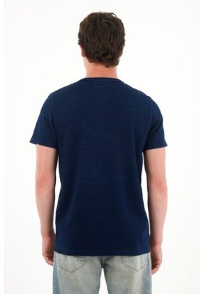 Tennis Camiseta De Tela Con Textura Azul Para Hombre