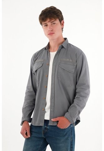 Tennis Camisa Con Bolsillos De Tapa Gris Para Hombre Tennis