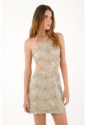 Tennis Vestido Corto Con Detalles De Brillo Verde Para Mujer