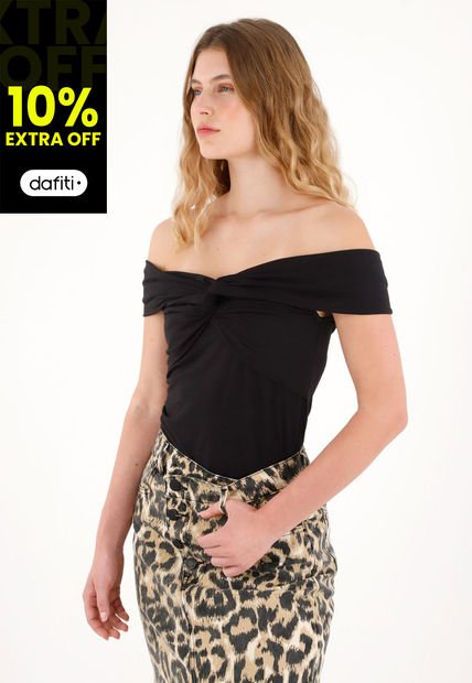 Camiseta Ajustada De Escote Bandeja Para Mujer