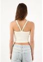 Tennis Top Slim Crop Con Escote V En Algodón Crema Para Mujer de Tennis