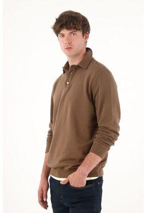 Tennis Buzo Tipo Polo Café Para Hombre