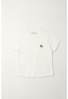 Camiseta Básica Manga Corta Crudo Para Niña
