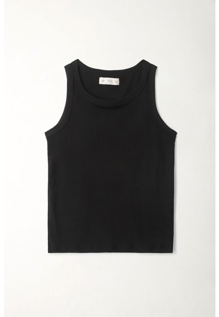 Tennis Camiseta Negra Manga Sisa Para Mujer