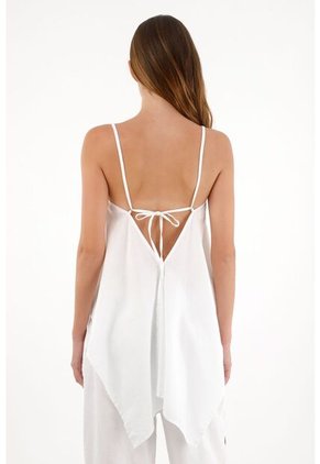 Tennis Camisa Amplia Que Anuda En Espalda Blanca Para Mujer