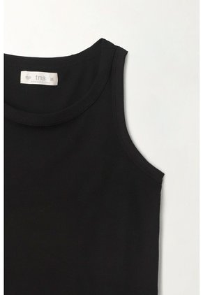 Tennis Camiseta Negra Manga Sisa Para Mujer