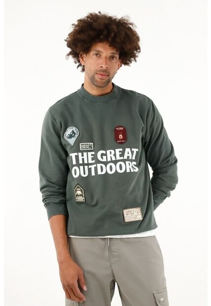 Buzo Verde Con Bordados En Frente Para Hombre