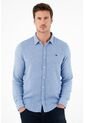 Camisa Azul Tela Tipo Tejida Para Hombre de Tennis