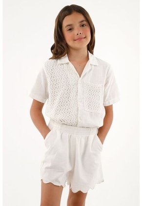 Bermuda Crudo Con Ruedo Ondulado Para Niña