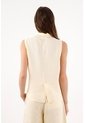 Tennis Chaleco Fit Relajado Con Solapa Amplia En Lino Beige Para Mujer de Tennis
