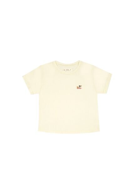 Camiseta Básica Con Bordado De Patineta Para Niña