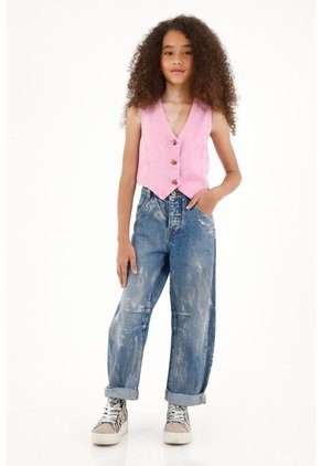 Jean Horseshoe Tiro Medio Con Brillo Para Niña
