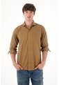 Camisa Manga Larga Café Para Hombre de Tennis