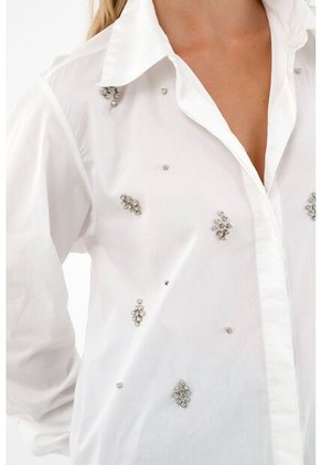 Camisa Blanca Con Apliques De Brillo Para Mujer