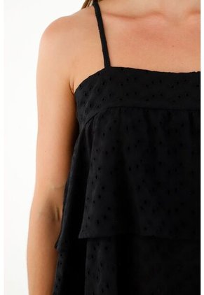 Tennis Camisa Negra En Ojalillo Para Mujer