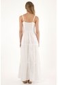Tennis Vestido Largo Con Vuelo Y Apliques Bordados Crudo De Silueta Ajustada Para Mujer de Tennis