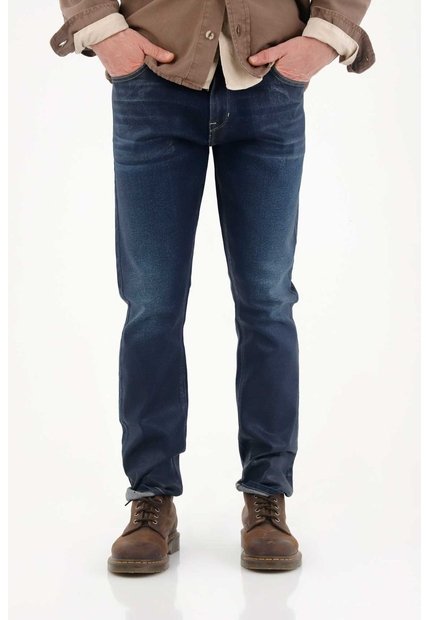 Tennis Jean Nudy Con Efecto Resinado Azul Para Hombre