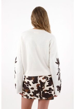 Tennis Buzo Manga Amplia Con Bordados Crudo Para Mujer