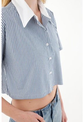 Tennis Camisa Crop Con Estampado A Rayas Para Mujer