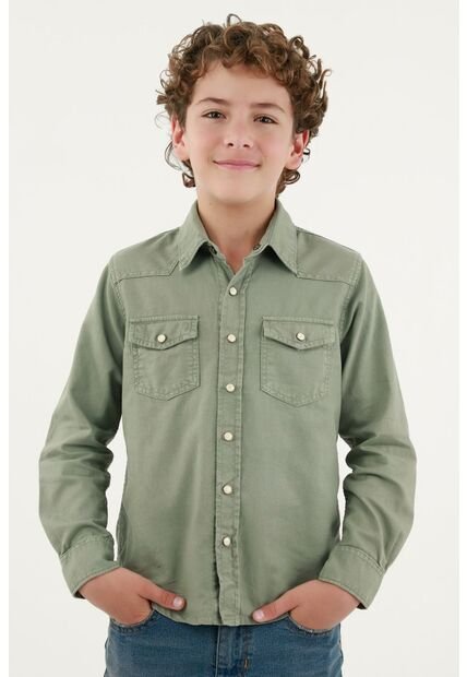 Camisa Verde Manga Larga Para Niño