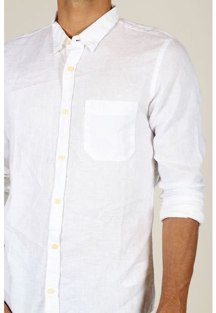 Camisa Blanca De Lino Para Hombre