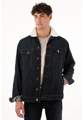Chaqueta Trucker Con Cuello Ovejero Para Hombre