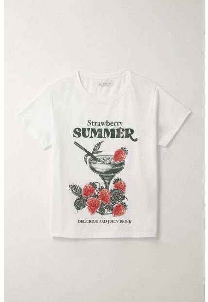 Tennis Camiseta Con Estampado Localizado Blanca Para Mujer