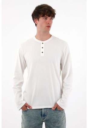 Tennis Camiseta Manga Larga Con Botones Crudo Para Hombre