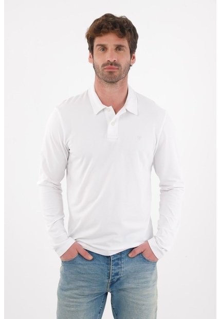 Tennis Polo Manga Larga Blanca Para Hombre