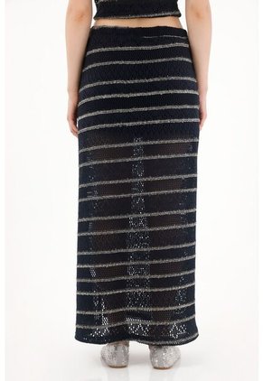 Tennis Falda Larga Tejida Con Diseño A Rayas Para Mujer