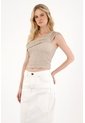 Tennis Camiseta Tela Texturizada Crudo Con Cuello Definido Para Mujer de Tennis