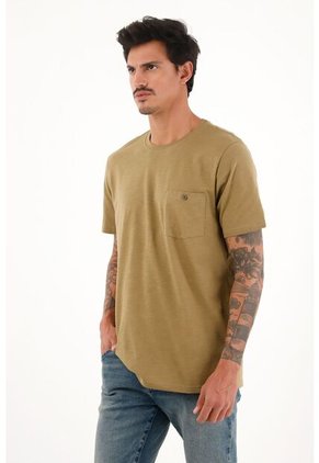 Tennis Camiseta Café En 100% Algodón Con Bolsillo Para Hombre