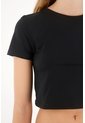 Tennis Camiseta Manga Corta De Largo Crop Negra Para Mujer de Tennis