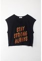 Tennis Camiseta Boxy Fit Manga Sisa Negra Para Mujer de Tennis