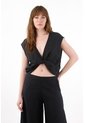 Tennis Camisa Amplia En Lino 100% Negra Para Mujer de Tennis