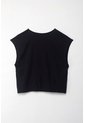 Tennis Camiseta Boxy Fit Manga Sisa Negra Para Mujer de Tennis