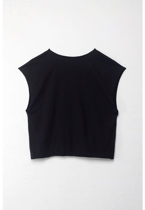 Tennis Camiseta Boxy Fit Manga Sisa Negra Para Mujer