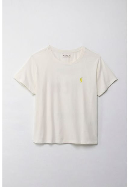 Camiseta Con Estampado En Frente Y Espalda Crudo Para Mujer