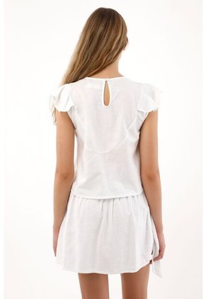 Tennis Camisa Manga Sisa Con Bolero Y Bordado Blanca Para Mujer