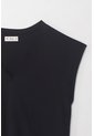 Tennis Camiseta Manga Sisa Negra Con Acabado Acanalado Para Mujer de Tennis
