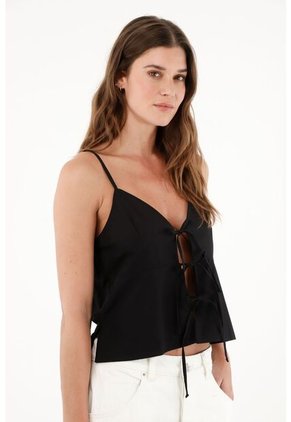 Tennis Camisa Con Escote En V Negra Para Mujer