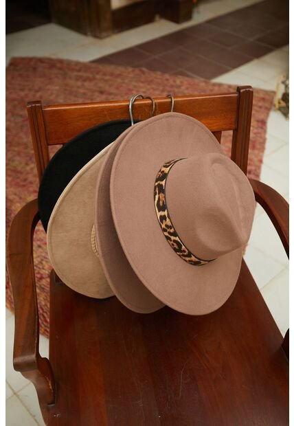 Sombrero De Mujer, Estilo Texano Con Cinta De Animal Print Decorativa, Color Crudo